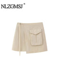 Znbbw TRAF Black Cargo Skirt Women High Waist Mini Skirts Woman 2023 Asymmetric Short Skirts for Women Streetwear Skort Skirt