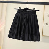 Znbbw Chiffon Pleated Skirts Women Summer Fashion Korean Elastic Waist Casual Mini Skirts Y2K Loose Beach All-Match Streetwear