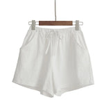 Znbbw Women Cotton Linen Shorts Summer Korean Casual Streetwear Loose Sport Shorts All Match High Waist Female Wide Leg Pants