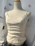 Znbbw Print Bow Tank Tops Women Y2k Vintage Hollow Out Sleeveless Beige Cotton Camisole Casual Harajuku Summer Slim Vests 2024