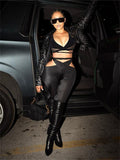 znbbw Spring Sexy Mesh Cami Crop Top And Pants Sets Club Outfit For Women 2023 Hollow Out 2 Two Piece Sets Female Matching Set