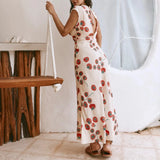 Znbbw Women y2k Aesthetic V Neck Maxi Dress Vintage Floral Print Sleeveless Backless Long Dress Bohemian Beach Midi Dress Streetwear