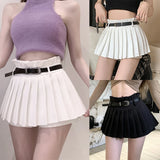 Znbbw half skirt Slimming Sexy Women's half skirt Anti glare With safety pants With a belt Summer Pleated skirt