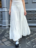 Znbbw Lace-up White Long Skirts Women Summer Cotton Drawstring High Waist A-line Skirt Female Sweet Simple Loose Faldas Y2k