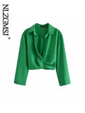 Znbbw ZBZA Skirts Womens 2023 Two Piece Set Linen Blend Cropped Women Shirt Draped Skirt Autumn Fashion Casual Dress Sets