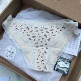 Znbbw Print Lace Bow Panties Women's Soft Cotton Underwear Sweet Patchwork Low Waist Underpants Chic Cute Girls Panties Women