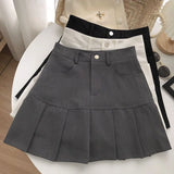 Znbbw Fashion Women Pleated Skirts Korean High Waist Button Mini Skirts Elegant All Match Female A Line Skirt Summer New