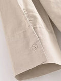 Znbbw TRAF Women Solid Side Split Linen Shirt Women Female Long Sleeve Kimono Smock Blouses Women Chic Tops