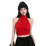 Znbbw Women's Camisole Chinese Style Slim Sexy Halter Retro Sleeveless Tank Tops