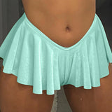 Znbbw And American Slim Ruffle Pleated Sports Shorts Women's Tummy Running Shorts Fashion Solid Color Hip Stretch Pants
