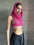 znbbw Summer Sexy Sheer Tees White Mesh Top Knitted For Women 2023 Black Sleeveless T shirt Reticular Crop Tops club Y2k Women