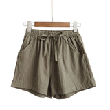 Znbbw Women Cotton Linen Shorts Summer Korean Casual Streetwear Loose Sport Shorts All Match High Waist Female Wide Leg Pants