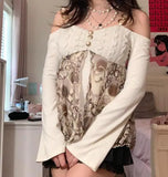 Znbbw Women Autumn Fashion Cropped Knitted Tops Solid Color Cutout Round Neck Long Sleeve Shirts Spring Exposed Navel Streetwear