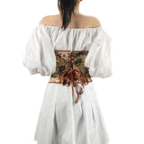 Znbbw Fashion Retro Sexy Floral Print Back Bandage Croser Girdle Waist Trainer Bustier Front Hook Buckle Push Up Shaper Tops