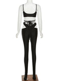 znbbw Spring Sexy Mesh Cami Crop Top And Pants Sets Club Outfit For Women 2023 Hollow Out 2 Two Piece Sets Female Matching Set