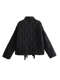 Znbbw TRAF Oversize Women Parkas 2023 Winter Long Sleeve Big Pockets Loose Quilted Padded Jacket Female Crop Top Cotton Coat