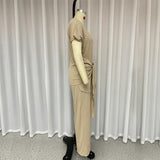 Znbbw Sets For Women 2 Pieces Autumn Fashion Round Neck Short Sleeves Top Casual Loose With Pockets Pants Sets High Streetwear