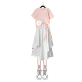 Znbbw Women Skirt 2 piece Set Female Cropped Slim Blouse Bodycon Skirt Suits Streetwear