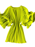 Znbbw Women's Shirt Ins Design Sense Butterfly Sleeve Loose Pleated Chiffon Female Summer Solid Tops New Tide Blouse ML876