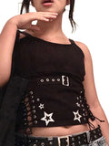 Znbbw Women Tank Tops Summer Gothic Punk Style Casual Star Print Bandage Crop Tops for Streetwear Club Wear