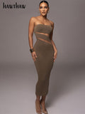Znbbw Women Fashion Strapless Bodycon Party Club Streetwear Black Midi Dress 2023 Summer Clothes Wholesale Items For Business