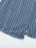 Znbbw TRAF Women 2023 Summer Tube Top Stripe Mini Denim Dress Vintage Backless Repair Body Female Evening Dresses Mujer