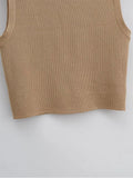 Znbbw Women Off Shoulder Tank Top Summer Knit Ribbed O Neck Sleeveless Skinny Vests 2023 Sexy Solid Basic Tops 202304