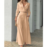 Znbbw Shirt Long Pants Suits 2 Piece Set Women Long Sleeve Shirt Wide Leg Pants Casual White Spring Summer Outfits 2024 New