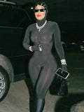 Znbbw Women Long Sleeve Streetwear Black Jumpsuits One Piece Outfit Overalls 2023 Fall Clothing Wholesale Items For Business