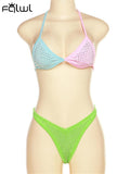 znbbw Summer Sexy Casual Bikini 2 Two Piece Sets Club Outfit For Women 2023 V Neck Crop Top And Underwear Set Female
