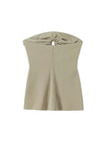 Znbbw TRAF - Chic Tube Tops For Women 2023 Newest Leisure Female Waist Hollow Out Design Sexy Strapless Tank Top