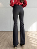 Znbbw Mid-Waist Women Flare Pants Simple Solid Slim Pants Long Trousers Womens Fashion Office Lady Casual Suit Pants