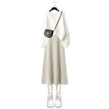 Znbbw Women's Knitted Sweater Skirt Two Piece Set Women Slim Elegant Tops Female Sweater Dress Suits Lady Knitting Outfit