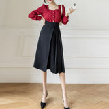 Znbbw Elegant Casual A-Line Skirts Women New 2023 Spring Chic Irregular Design High Waist Loose Pleated Skirts Faldas Mujer