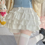 Znbbw Lolita Kawaii Short Pants Women Bow Pleated Sweet Shorts Female Korean Fashion Elegant Casual Y2k Cute Shorts 2024