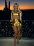 Znbbw Skinny Two Piece Skirt Set Women Summer Festival Outfit Sexy Halter Sleeveless Corset Bandage Mini Skirt Club Party Wear