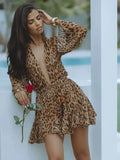 Znbbw Printed Deep V Flare Sleeve Shirt Suits Women Sexy Short Pleated Mini Skirt Set Summer Beach Vacation Street Casual Wear