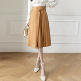 Znbbw Elegant Casual A-Line Skirts Women New 2023 Spring Chic Irregular Design High Waist Loose Pleated Skirts Faldas Mujer