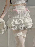 Znbbw Japanese White Lolita Cute Skirt Women Lace Bow Korean Kawaii Sweet Skirt High Waist Elegant Princess Fairy Skirts 2024