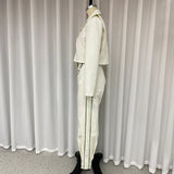 Znbbw Women Two Piece Set Autumn Fashion Solid Lapel Long Sleeve Button Jacket Irregular Pockets Pants Sets High Streetwear