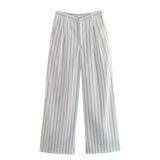 Znbbw Stripes Vest Pants Set Fashion 2 Pcs Outfits Summer Autumn Women Blazer Pants Set Loose Casual Wide Leg Pants Suit New