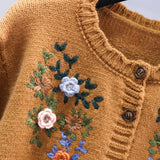 Znbbw Chic Cardigan Knit Coats Single Breasted Flower Embroidery Pockets Sweaters All Match Vintage Autumn Loose Women Clothing