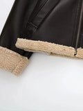 Znbbw Winter 2023 Women Jacket Coats Faux Shearling Sheepskin Coat Retro Motorcycle Jacket Fleece Woman Jackets Outerwear Tops