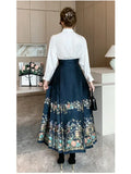 Znbbw Women Spring Autumn 2024 New Weaving Gold Imitation Makeup Chinese Style New Chinese High Grade Horse Face Skirt D5321