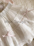 Znbbw Mesh Retro French Sweet Skirt Women Summer New Cute Princess Skirt Female Bow Solid Gauze High Weight Y2k Mini Skirt 2024