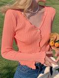 Znbbw Autumn Women's Long-Sleeved Knit Cardigan Purple Tops New Korean V-Neck Short Sunscreen Chic Sweaters GD375