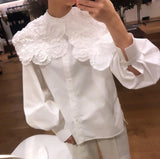 Znbbw Upscale Chic Detachable Fungus Peter Pan Collar Blusas Mujer High Quality Shirts Tops Japan Style Loose Blouses Femme