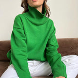Znbbw Women Baggy Sweaters Turtleneck White Autumn Winter Jumper Warm Soft Thick Chic Sweater Basic Loose Female Knitted Pullover