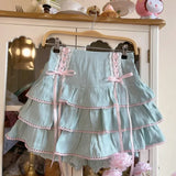Znbbw Kawaii Lolita Style Pleated Skirts Women High Waist Pink Bandage Fairy Y2k Aesthetic Skirt Cute Faldas Mujer Moda 2024