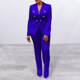 Znbbw Women Elegant Solid Fashion 2 Piece Set Full Sleeve High Waist Trouser Blazer Suit Office Ladies Business Commute Pant Suits 0410